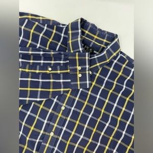 Jos A Bank Shirt Mens Large Yellow Blue Check Long Sleeve Button Down Used GHV3
